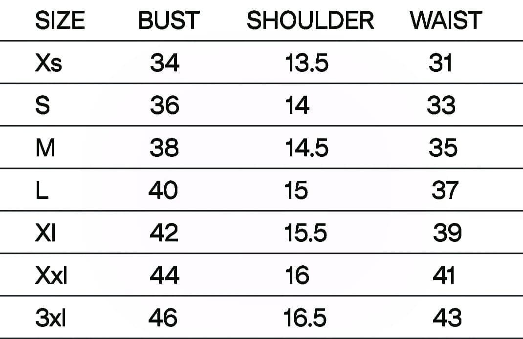 Size Chart for IndieHaat products - One Piece Dress