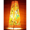 Indiehaat | Krishna Radha Kalamkari Handpainted Standing Round Leather Lamp | 17 Inch