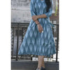 Pure Cotton Gray Ikkat Handblock Printed Prestitched Dress (Size 34 to 46)-Indiehaat