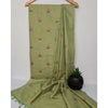 Khadi Cotton Digital Embroidered Green color Suit Piece with Bottom and Dupatta-Indiehaat