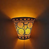 Indiehaat | Peacock Kalamkari Handpainted Wall Mount Leather Lamp | 11 Inch