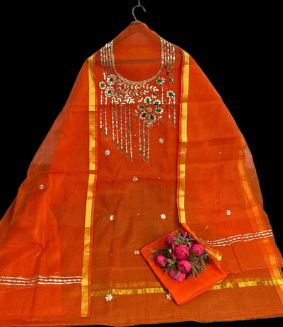 Kota Doria Suit Gota Patti 13% Off - IndieHaat