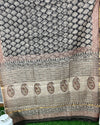 Indiehaat | Kota Cotton Black Saree Hanblock printed running blouse Bagru Ajrakh Dabu