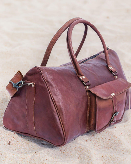Indiehaat | Pure Camel Leather Duffle Bag Brown Color