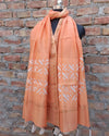 Chanderi Silk Dupatta Salmon Orange Color Applique Work - IndieHaat