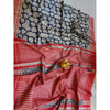 Silkmark Certified Tussar Silk Handloom Handblock Printed Red Saree with Blouse-Indiehaat