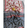 Silkmark Certified Tussar Silk Handloom Handblock Printed Red and Black Saree with Blouse-Indiehaat