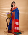 ILKAL Handloom Cotton Silk Saree Navy Blue Color with running blouse - IndieHaat