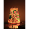 Indiehaat | Flower Kalamkari Handpainted Standing Round Leather Lamp | 13 Inch