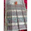 Silkmark Certified Tussar Silk Madhubani HANDPAINTED Biege Saree with Blouse-Indiehaat