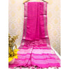 Handwoven Pure Linen Pink Saree with Blouse-Indiehaat