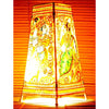 Indiehaat | Krishna Radha Kalamkari Handpainted Standing Round Leather Lamp | 9 Inch