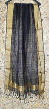 Hand Dyed Pure Organza Black Dupatta-Indiehaat