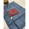 Katan Red Silk Suit Piece with Bottom and Kashmir Blue Dupatta Embroidered-Indiehaat