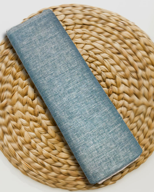 Pure Linen by Linen Fabric Slate Blue Color - IndieHaat