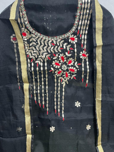 Kota Doria Suit HandEmbroidery 13% Off - IndieHaat