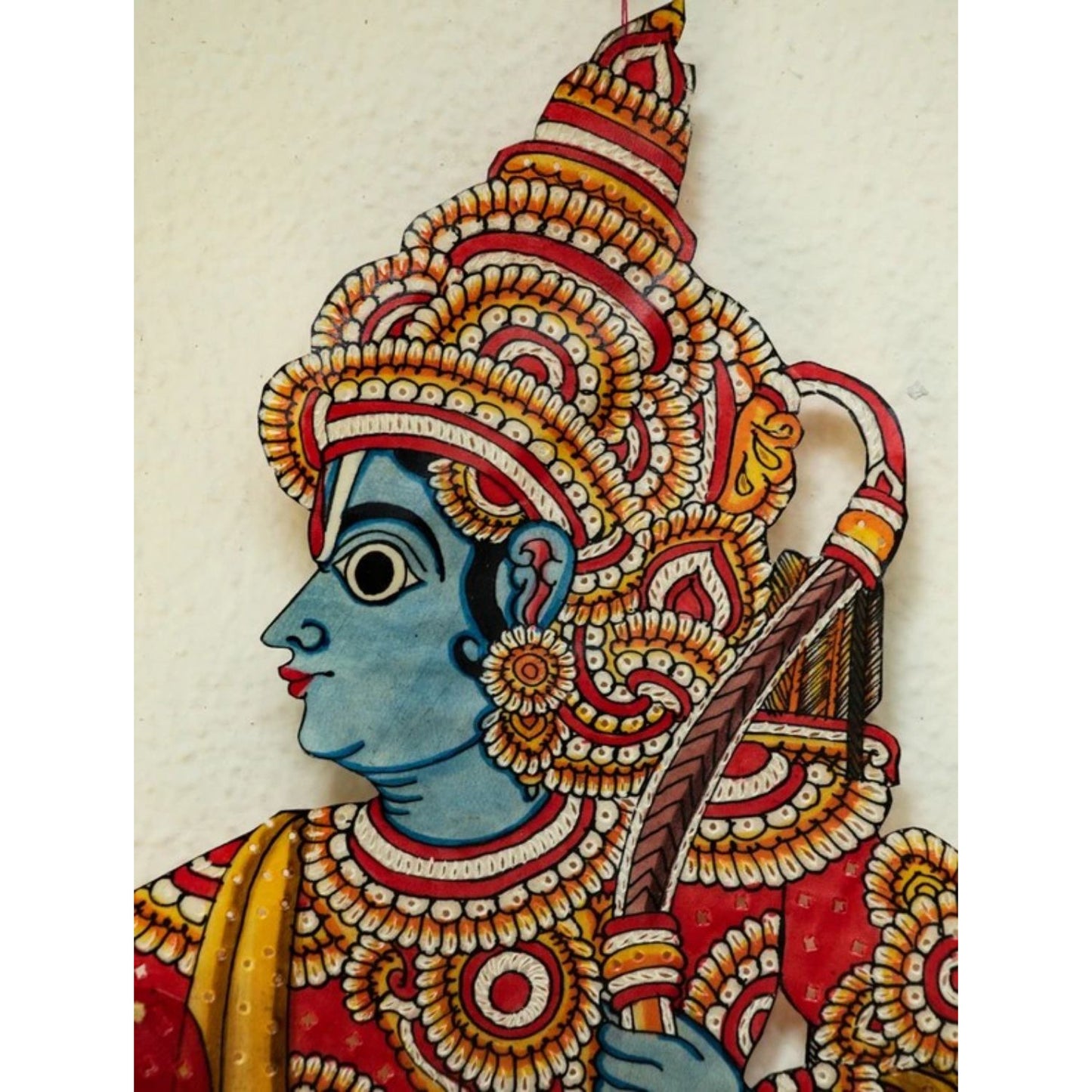 Multicolor Handcrafted Leather Ravana Painting
 Artist: State Awardee Raghavendra
