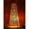 Indiehaat | Flower Kalamkari Handpainted Standing Round Leather Lamp | 17 Inch