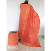 Cotton Applique work Orange color Suit with Organdy Dupatta-Indiehaat