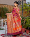 Kashmiri Modal Silk Saree Purple Color with contrast pallu and blouse - IndieHaat