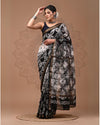 Maheshwari Silk Saree multi Handblock Printed With running blouse (Silk by Silk)