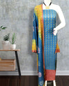 Katan Silk Suit Piece Blue Color with Printed Dupatta - IndieHaat
