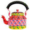 Rajasthani Handpainted Pink and Yellow Metal Kettles-Indiehaat