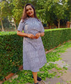 Pure Cotton Dress Ikkat Design Gray 25% Off - IndieHaat