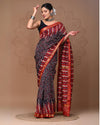 Maheshwari Silk Saree multi Handblock Printed With running blouse (Silk by Silk)