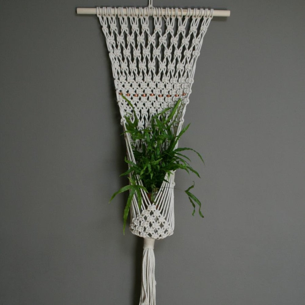 White Macrame Plant Hanger (Single)
Size: 13X32" Long-Indiehaat