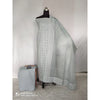 Cotton Applique work Gray Suit with Organdy Dupatta | Indiehaat