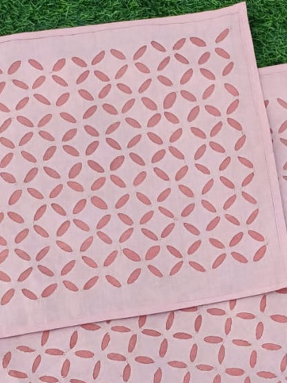 Pure Cotton Applique Work Cushion Covers Melanie Pink Colour (16X16 Inch)-Indiehaat