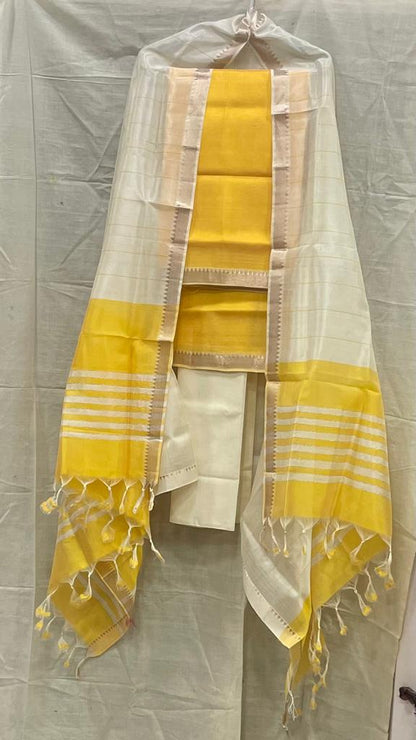 IndieHaat|Mangalagiri Silk Dress Material  14% Off