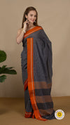 Cotton Saree PattedaAnchu Gray 18% Off - IndieHaat