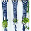 Macrame Blue Colour Plant Hanger Set Of 3 Pcs Size: 32" Long-Indiehaat