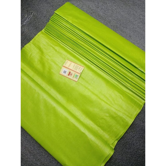 Silk Mark Certified Pure Tussar Silk Green Fabric- Indiehaat