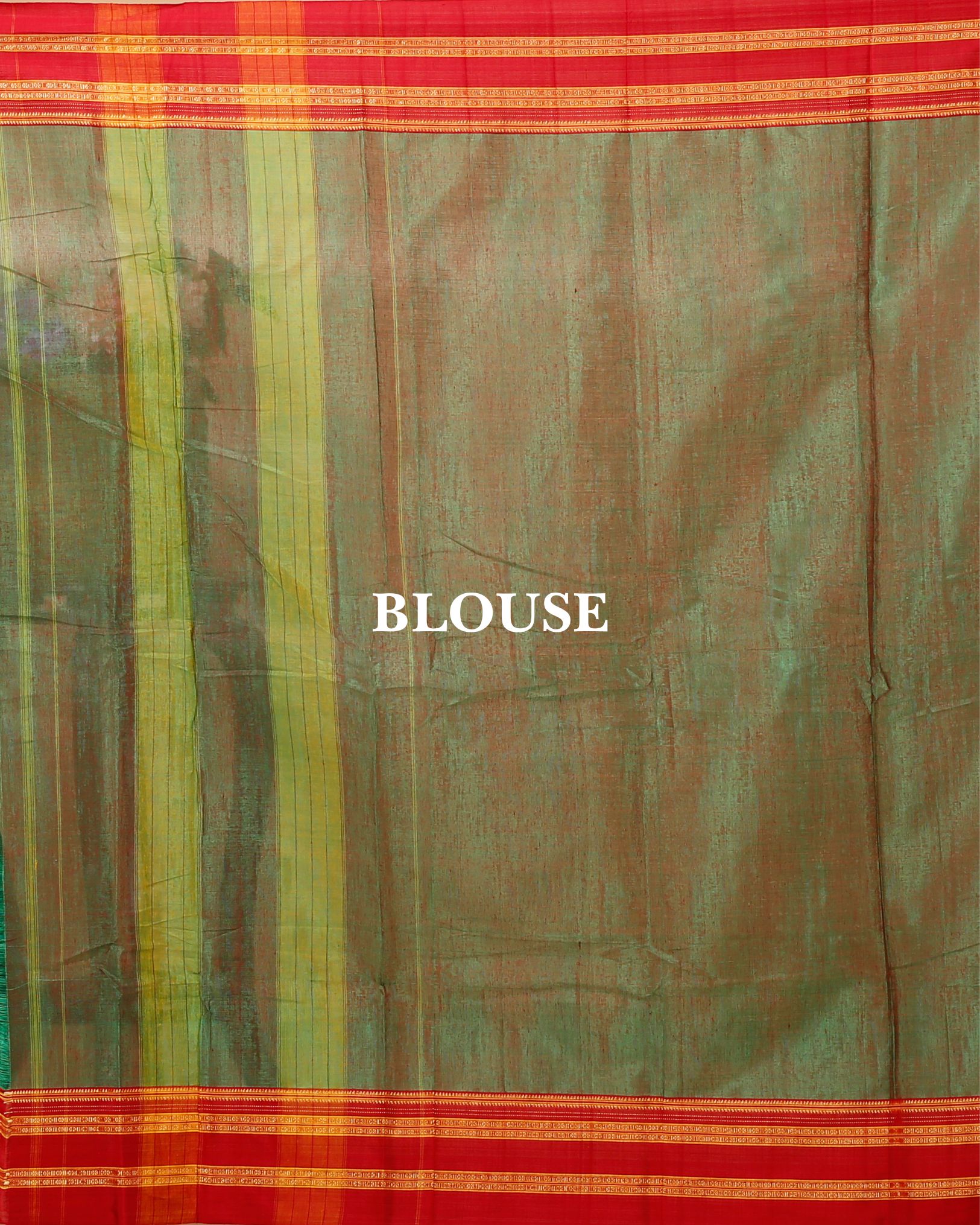 ILKAL Handloom Cotton Silk Saree Fern Green Color with running blouse - IndieHaat