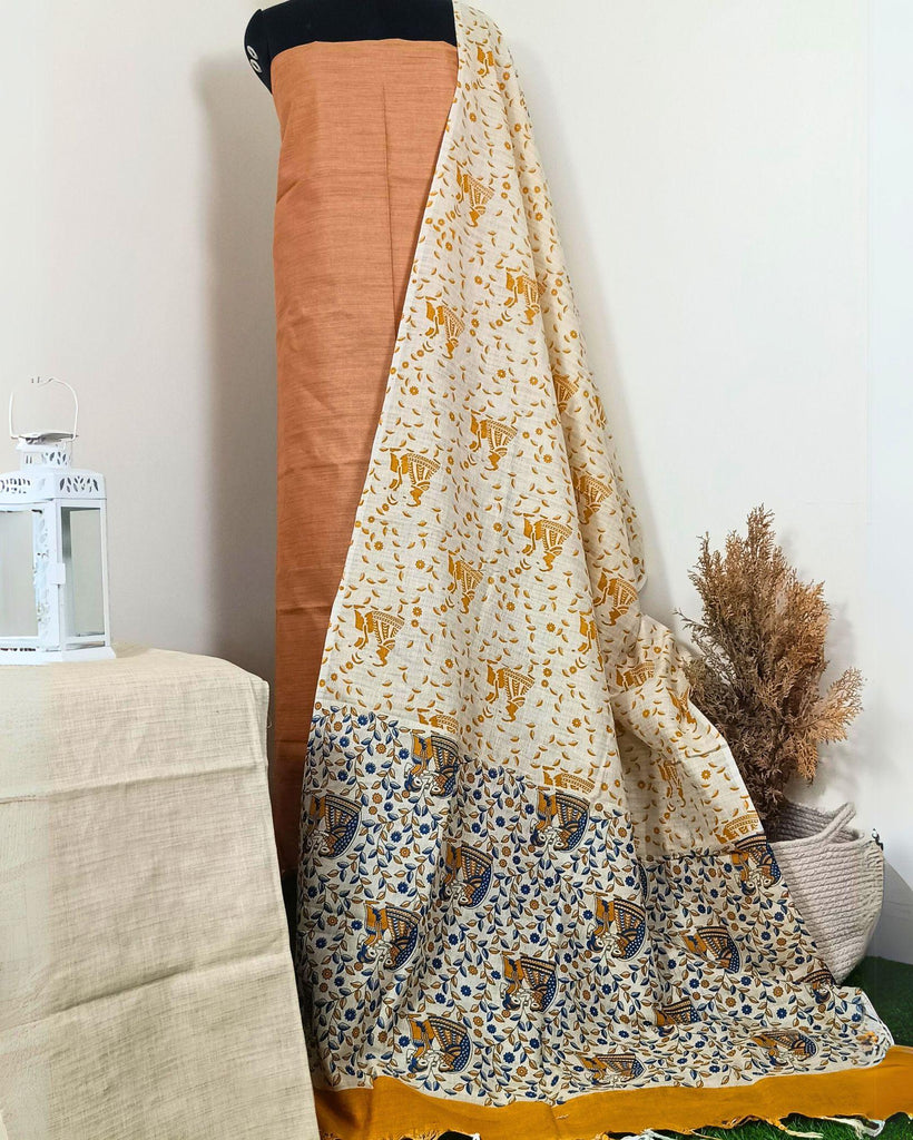 khadi silk dress material Buy STB-SILK TEXTILES BHAGALPUR Women's Khadi Silk Dress Material With Dupatta