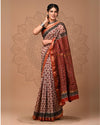 Maheshwari Silk Saree multi Handblock Printed With running blouse (Silk by Silk)