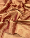 Maheshwari Tissue Silk Saree Orange Brown Color with running blouse - IndieHaat