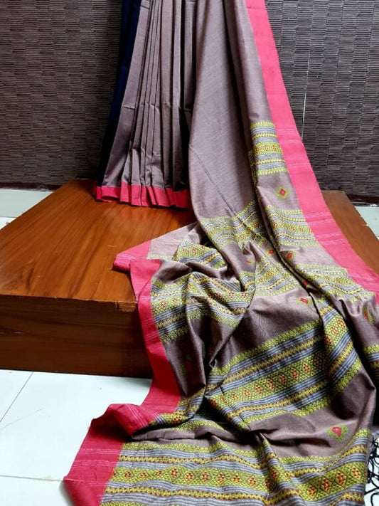 IndieHaat|Cotton Saree Handloom Grey 14% Off