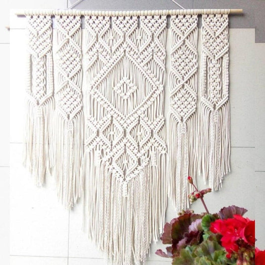 White Macrame Wall Hanging 
Size - 24X40 Inch-Indiehaat