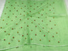 Kota Doria Green Saree Allover Embroidery with blouse Handcrafted-Indiehaat