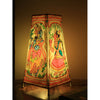 Indiehaat | Radha Krishna Kalamkari Handpainted Standing Square Leather Lamp | 9 Inch