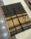 Maheshwari Handloom Silk Saree Black Color Zari Line Zari Pallu with running blouse - IndieHaat