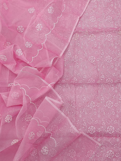 Shop the Latest Collection of Kota Doria Embroidery Work Suits in Blue Colour-Indiehaat