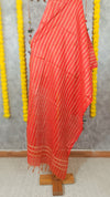 Katan Silk Banarasi Brocade Dupatta Tomato Red Color - IndieHaat