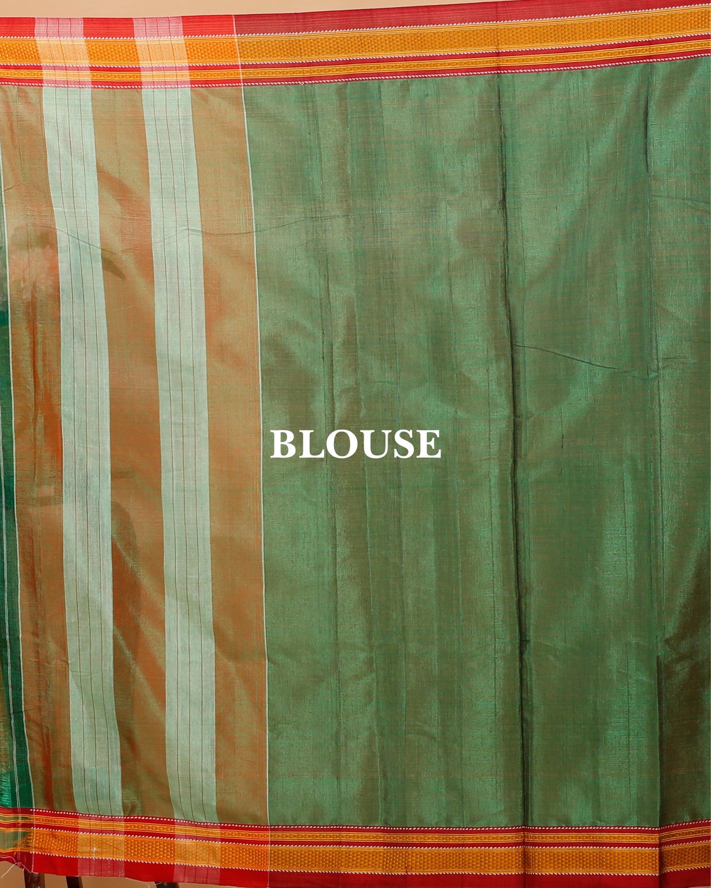ILKAL Handloom Cotton Silk Saree Dark Green Color with running blouse - IndieHaat