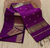 Maheshwari Cotton Silk Saree Butta Body Purple Color and contrast blouse with butta design - IndieHaat