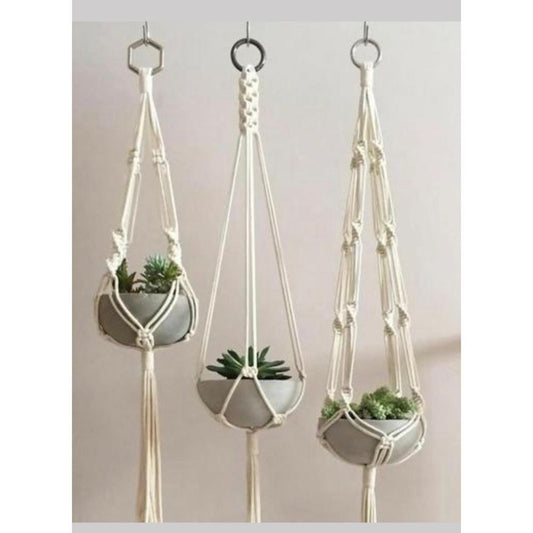  Macrame Handmade Plant Holder Set Of 3 Pcs
Size: 40" Long 
Material: Cotton-Indiehaat